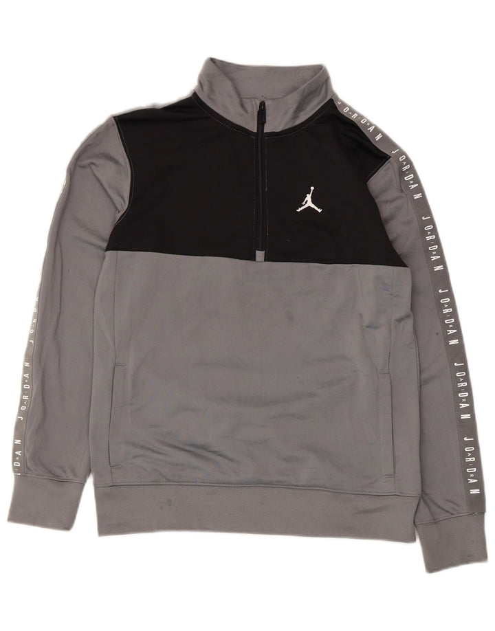 Suéter gráfico Jordan Boys 12-13 anos grande cinza colorblock