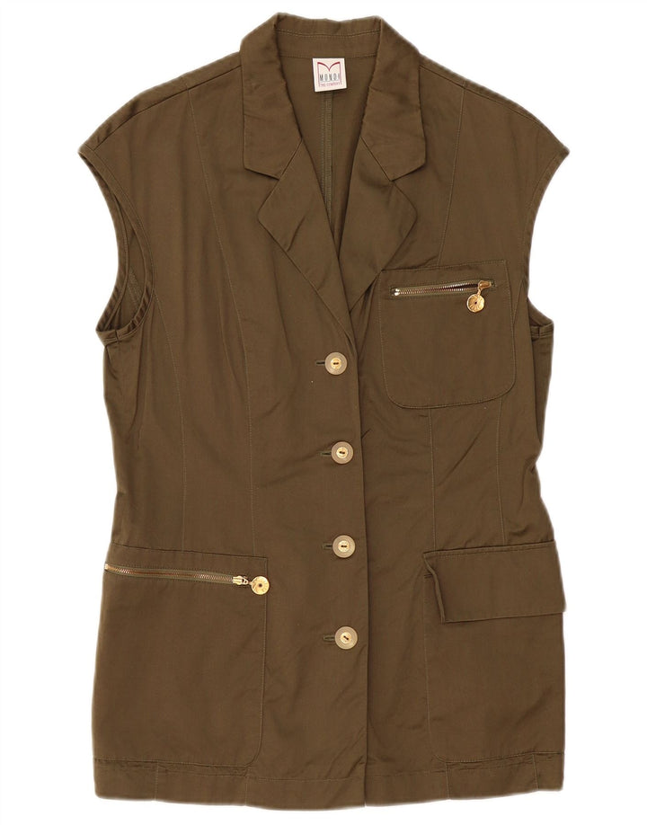 Jaqueta blazer feminina sem mangas com 4 botões MONDI EU 38 algodão cáqui médio