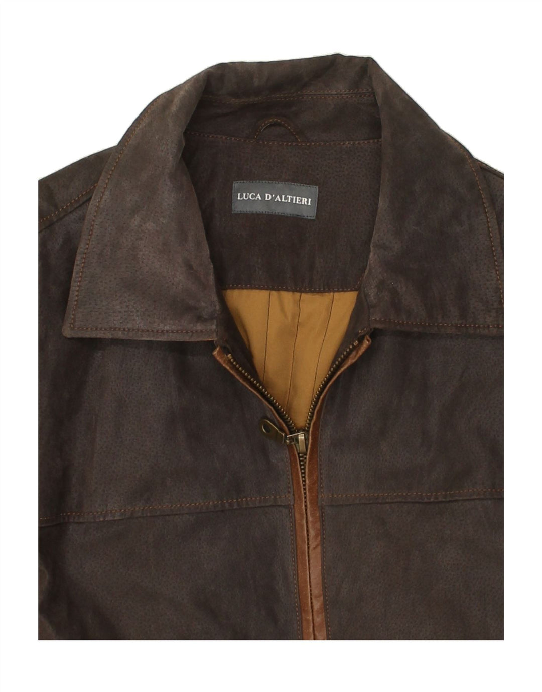 Jaqueta de couro masculina LUCA D'ALTIERI Reino Unido 56 3XL couro marrom