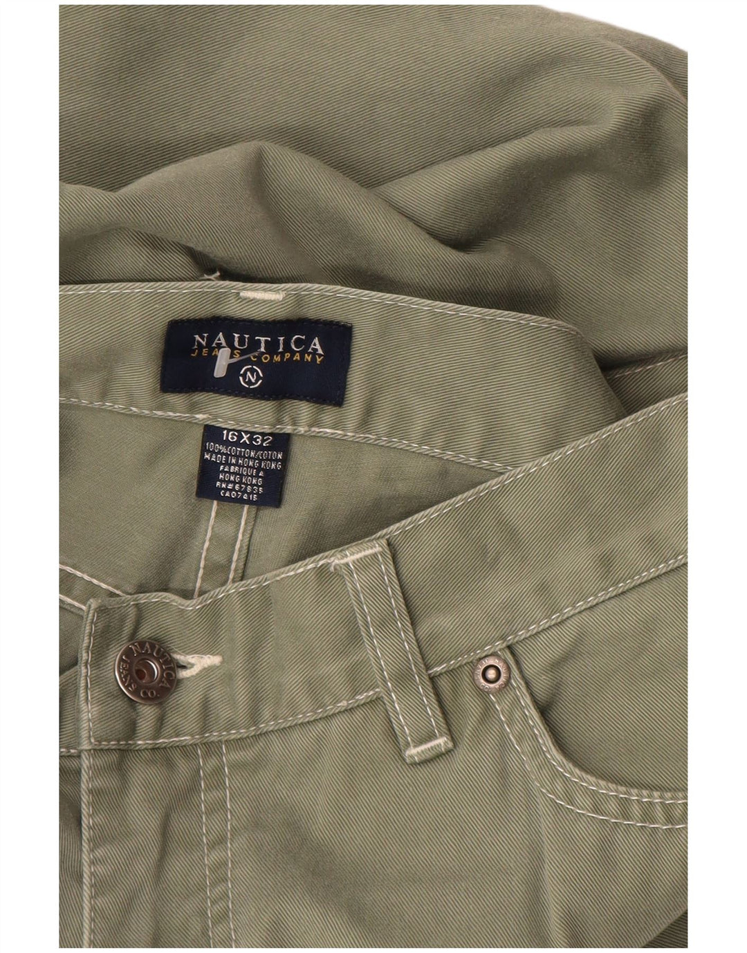 Calça feminina casual reta NAUTICA W32 L29 algodão cáqui