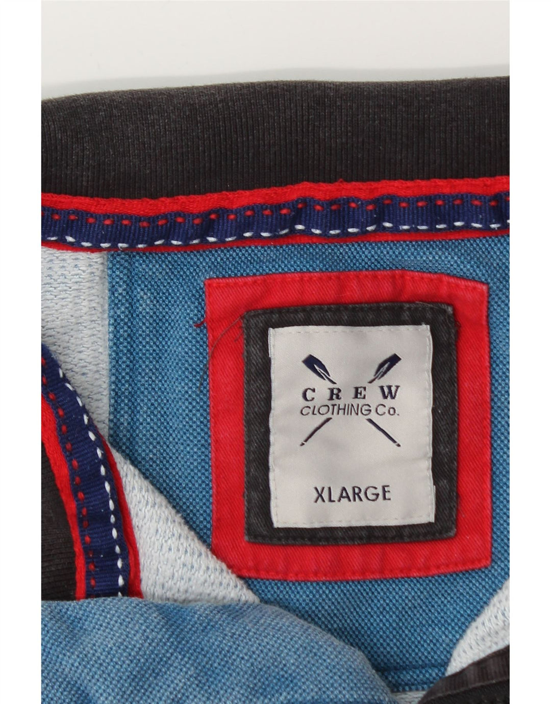 CREW CLOTHING Suéter masculino com zíper e gola em algodão azul XL