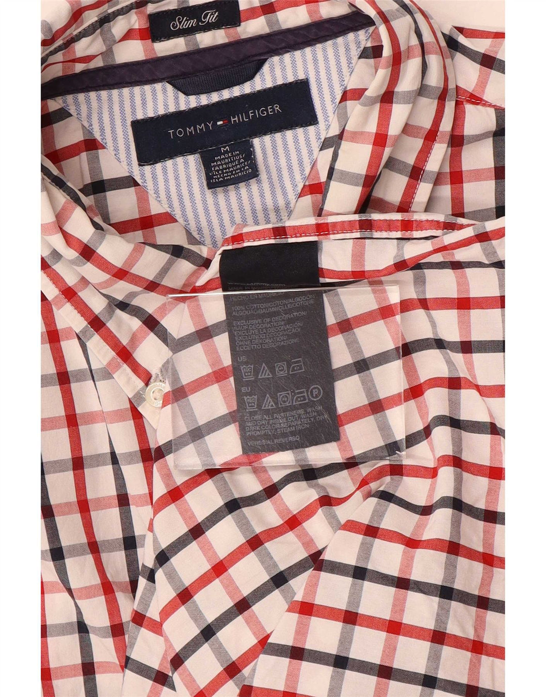 Camisa masculina Tommy Hilfiger Slim Fit média de algodão xadrez multicolorido