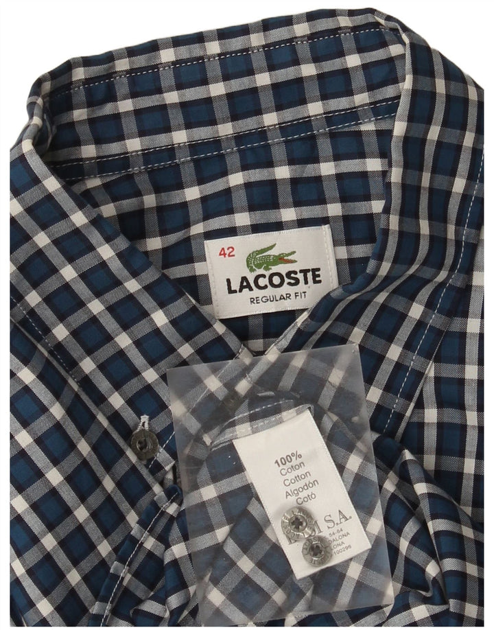 Camisa masculina Lacoste Regular Fit tamanho 42 grande algodão xadrez azul