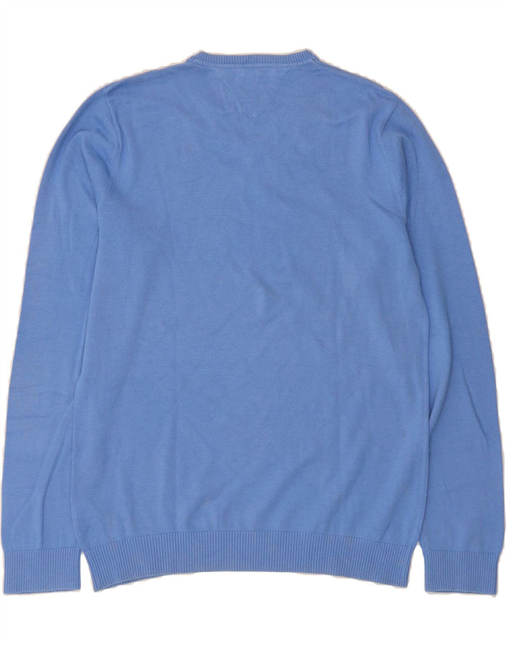 TOMMY HILFIGER Mens V-Neck Jumper Sweater Large Blue Cotton Vintage Tommy Hilfiger and Second-Hand Tommy Hilfiger from Messina Hembry 