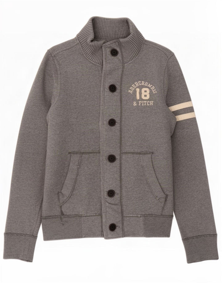 Abercrombie & Fitch Jaqueta masculina de agasalho grande de algodão cinza