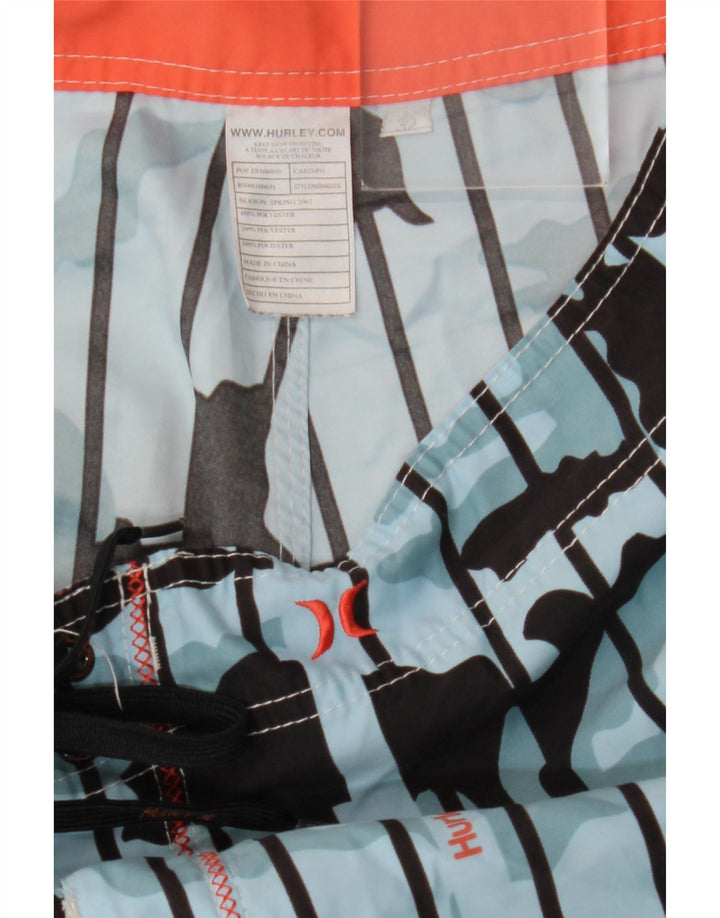 Shorts de natação masculino Hurley poliéster camuflado azul médio