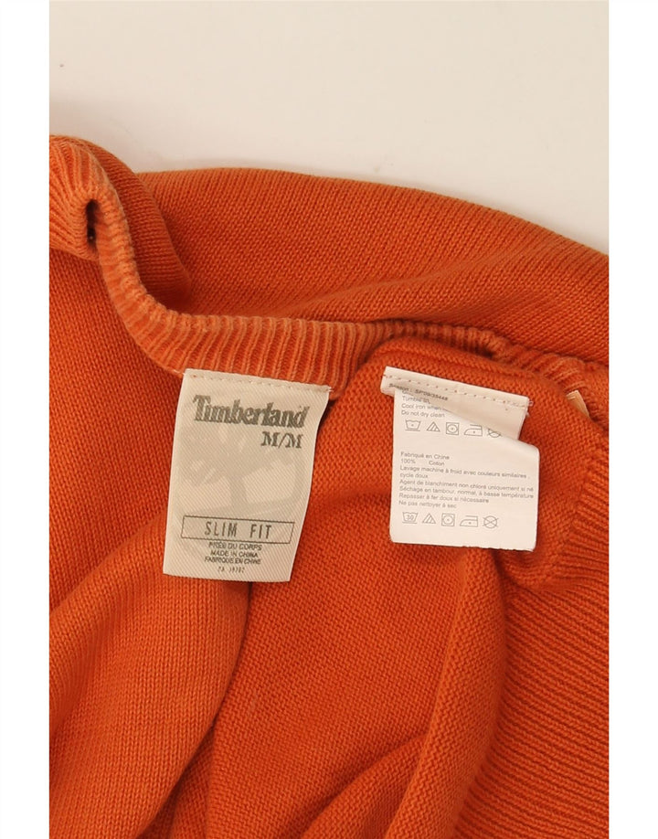 TIMBERLAND Mens Slim Fit Crew Neck Jumper Sweater Medium Orange Cotton Vintage Timberland and Second-Hand Timberland from Messina Hembry 