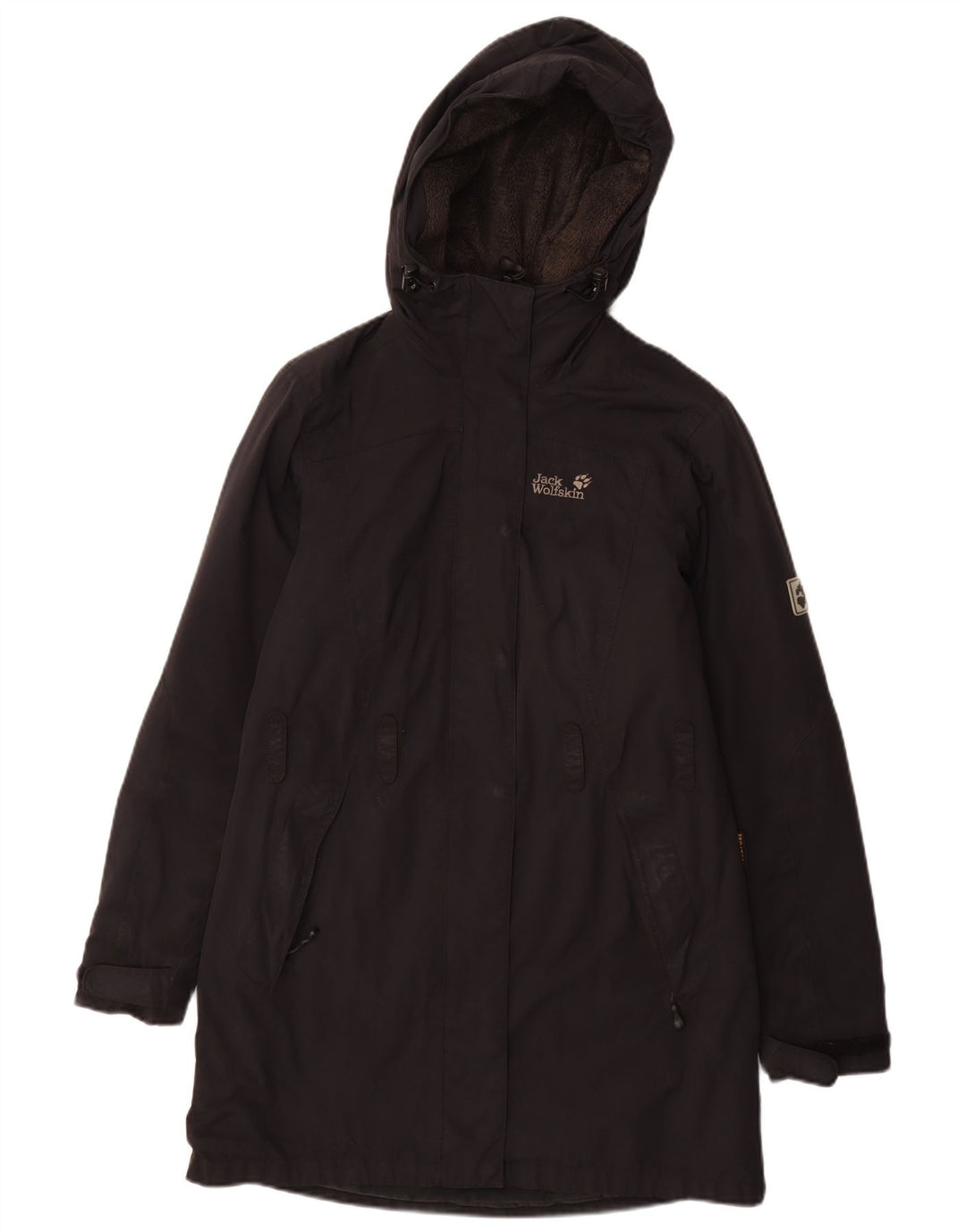 Casaco corta-vento feminino com capuz JACK WOLFSKIN Reino Unido 10 pequeno preto poliamida