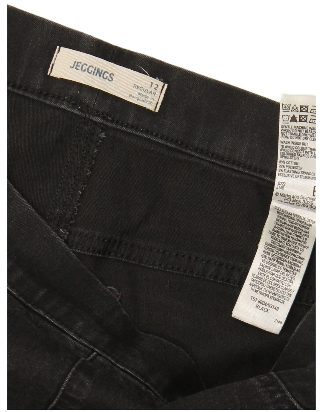 Jeans Marks & Spencer feminino regular fit Jegging UK 12 médio W30 L28 preto