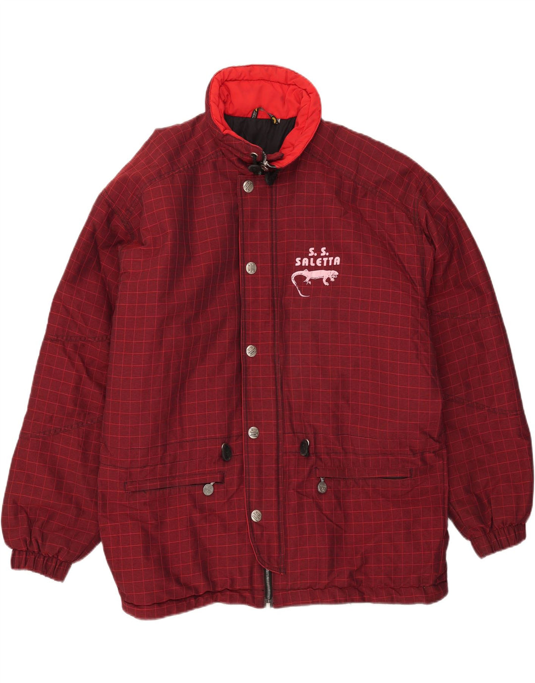 Jaqueta de esqui masculina vintage IT 52 XL Borgonha Check Poliamida
