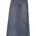 Saia jeans midi feminina Zara pequena W26 algodão azul