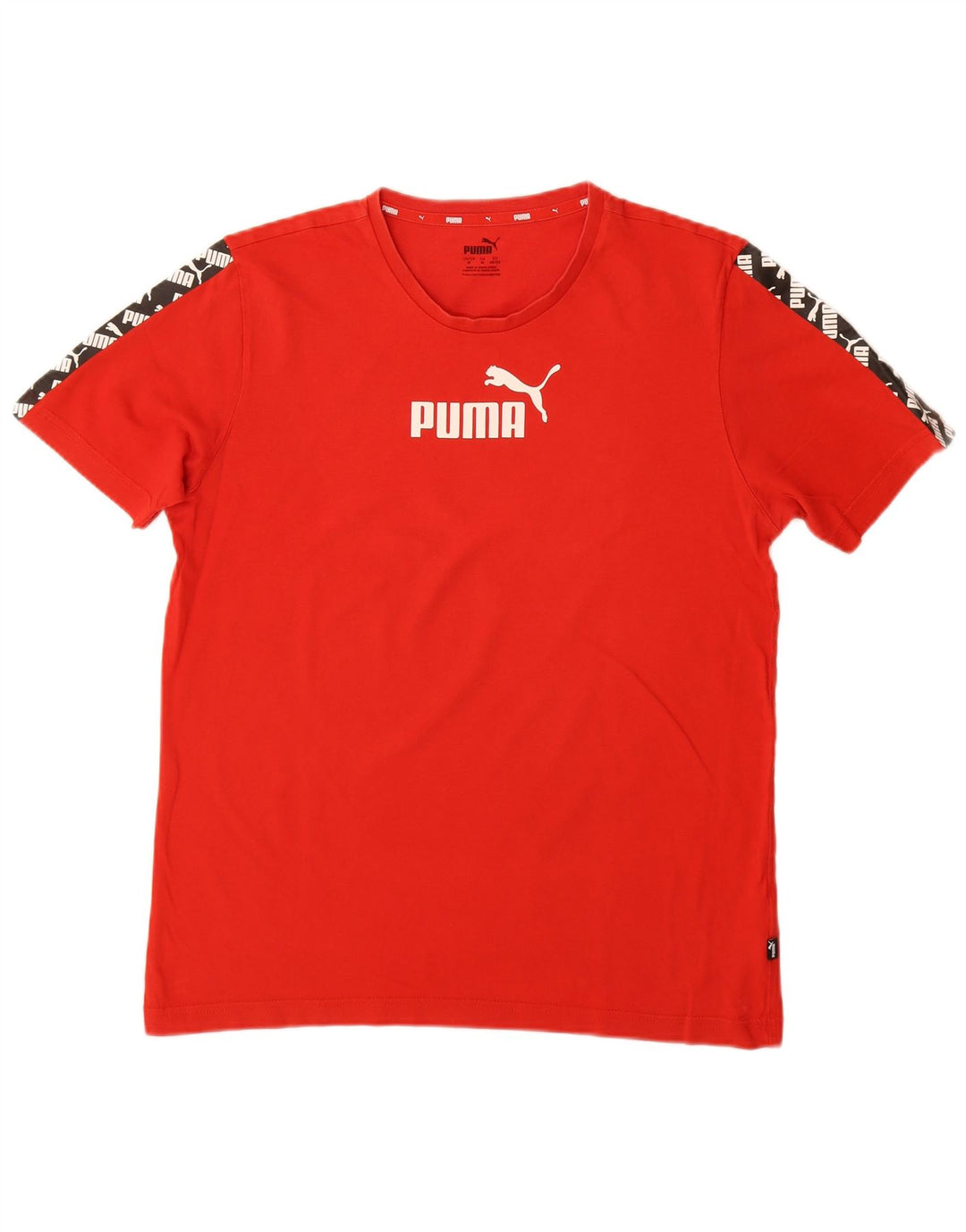 Camiseta masculina gráfica PUMA Top médio vermelho algodão colorblock