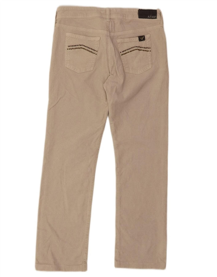 Calça feminina reta de veludo ARMANI W29 L26 algodão bege
