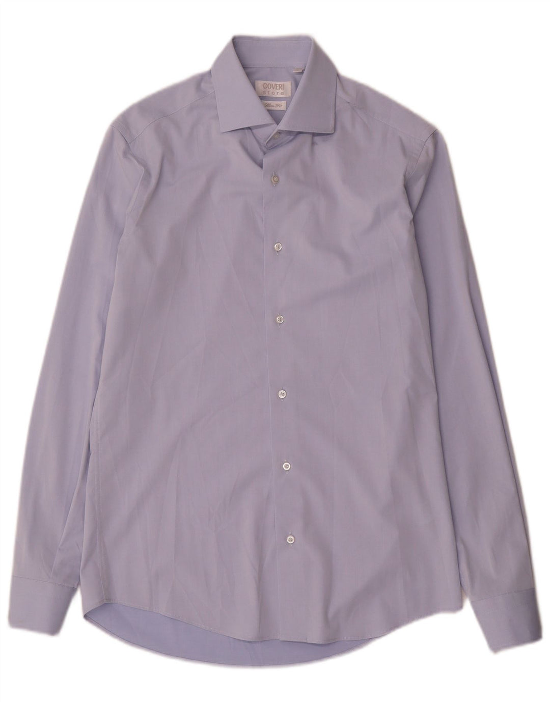 Camisa masculina Coveri Slim Fit tamanho 38 15 microfibras azul médio