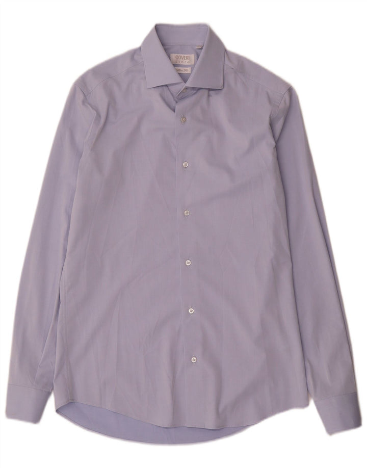 Camisa masculina Coveri Slim Fit tamanho 38 15 microfibras azul médio