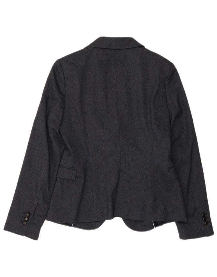 Jaqueta blazer feminina Zara com 1 botão Reino Unido 12 poliéster azul marinho médio