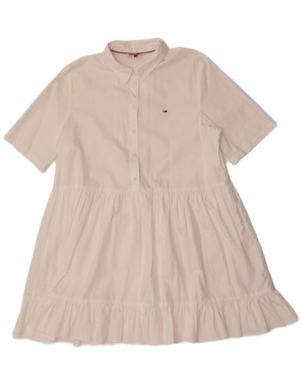 Vestido feminino Tommy Hilfiger A-Line UK 14 grande algodão branco