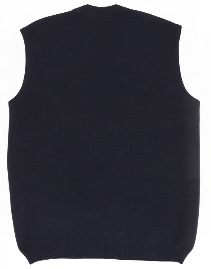 Suéter cardigã masculino Bernardini IT 50 lã geométrica azul marinho médio