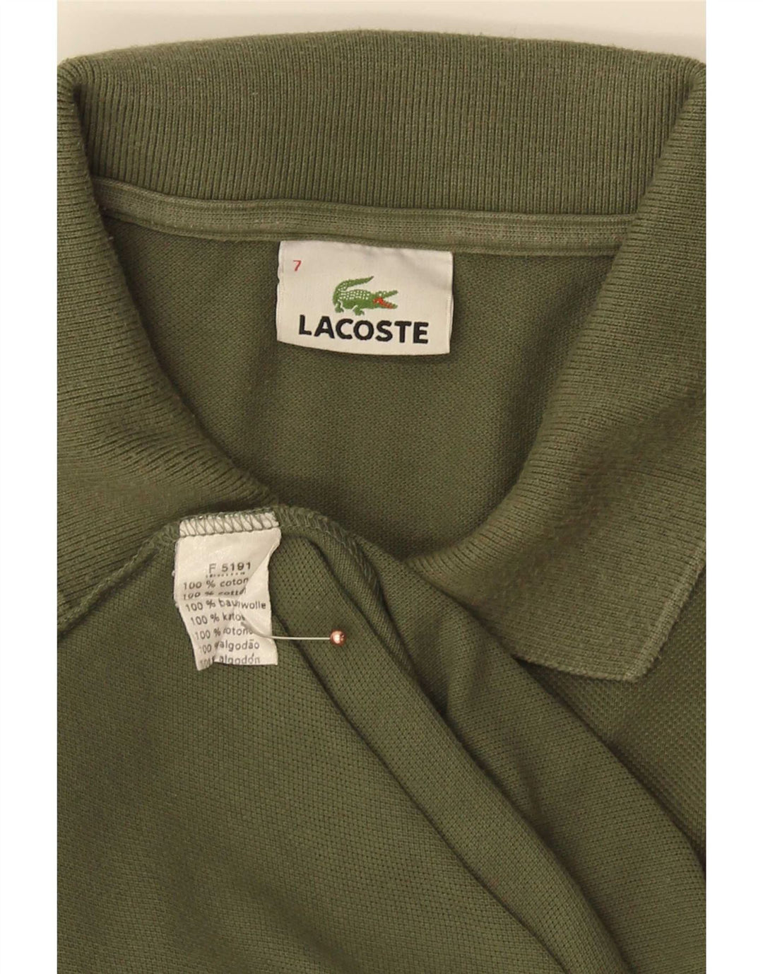Camisa polo masculina Lacoste tamanho 7 2XL algodão verde