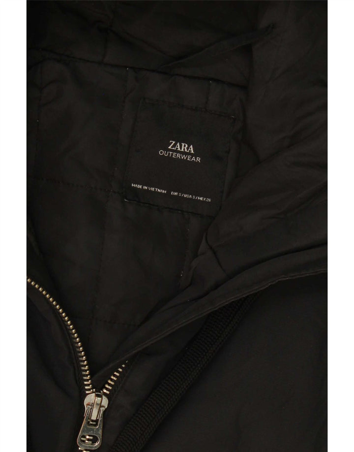Jaqueta acolchoada com capuz grande Zara feminina UK 10 pequena preta