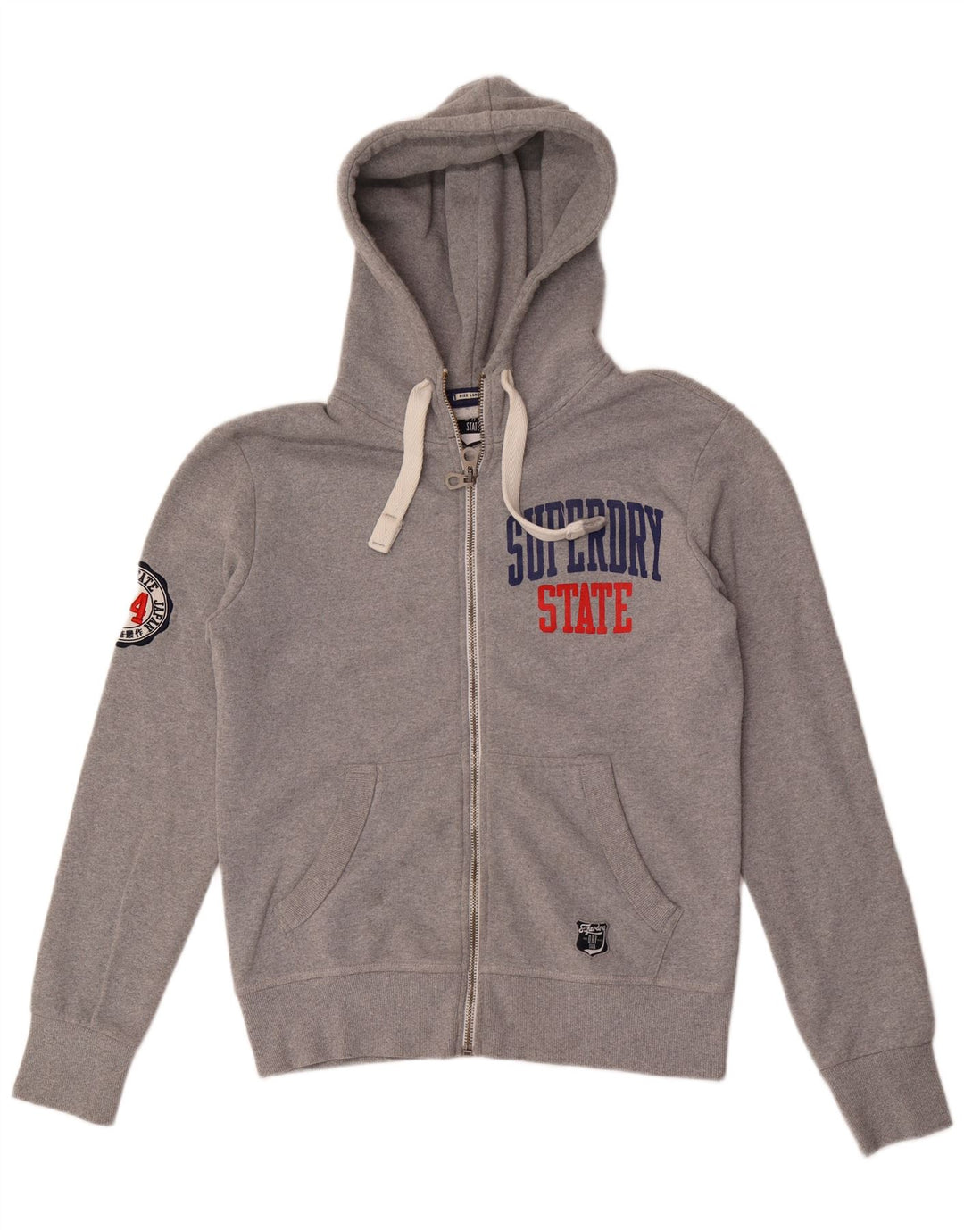 Suéter masculino SUPERDRY com capuz e zíper gráfico grande poliéster cinza