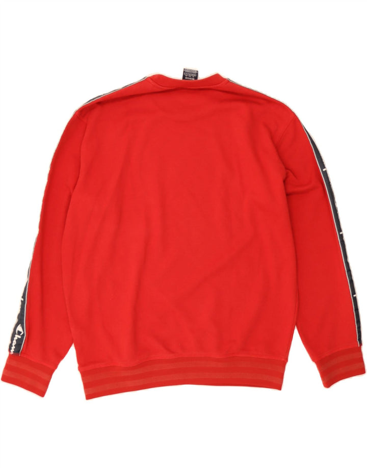 CHAMPION Mens Graphic Sweatshirt Jumper Medium Red Colourblock Cotton Vintage Champion and Second-Hand Champion from Messina Hembry 
