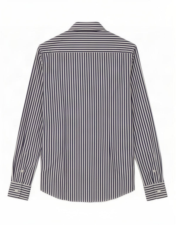 Ralph Lauren Camisa feminina slim fit EUA 6 algodão listrado azul marinho médio