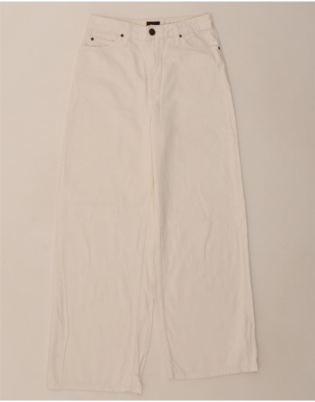 LEE Womens Stella Wide Leg Jeans W27 L27 Algodão Branco