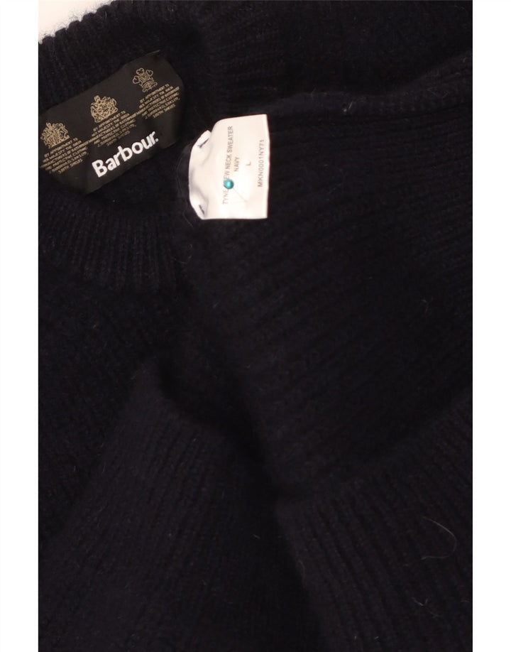 Suéter masculino Barbour com gola redonda, grande, azul marinho, lã nova