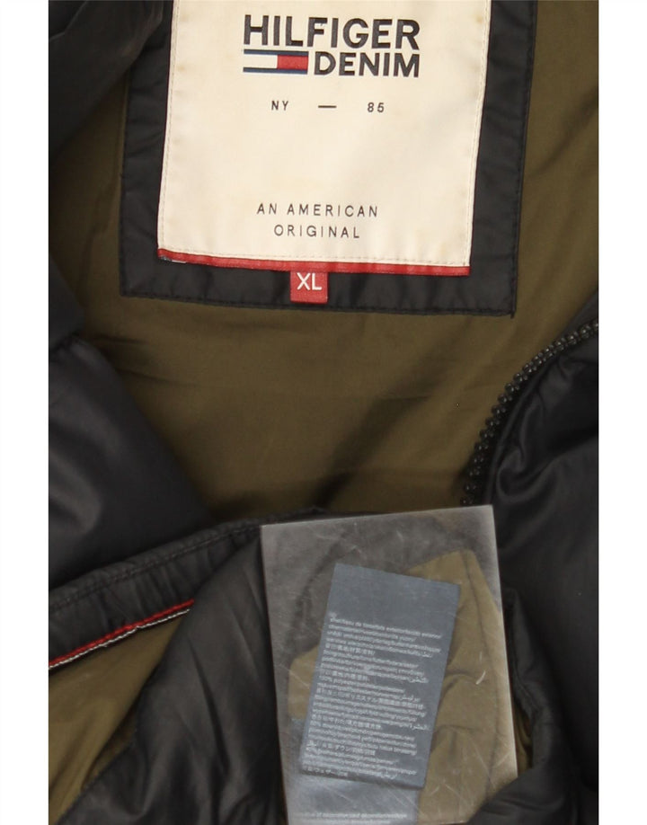 Jaqueta masculina acolchoada com capuz TOMMY HILFIGER UK 42 XL poliéster preto