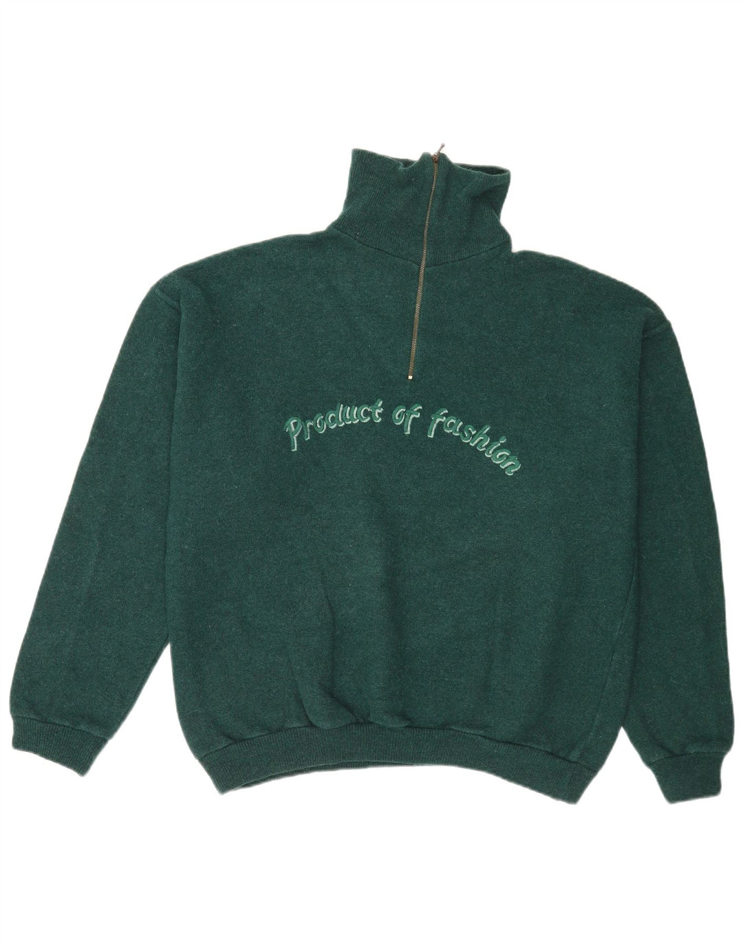 Suéter masculino vintage com zíper e gola grande verde