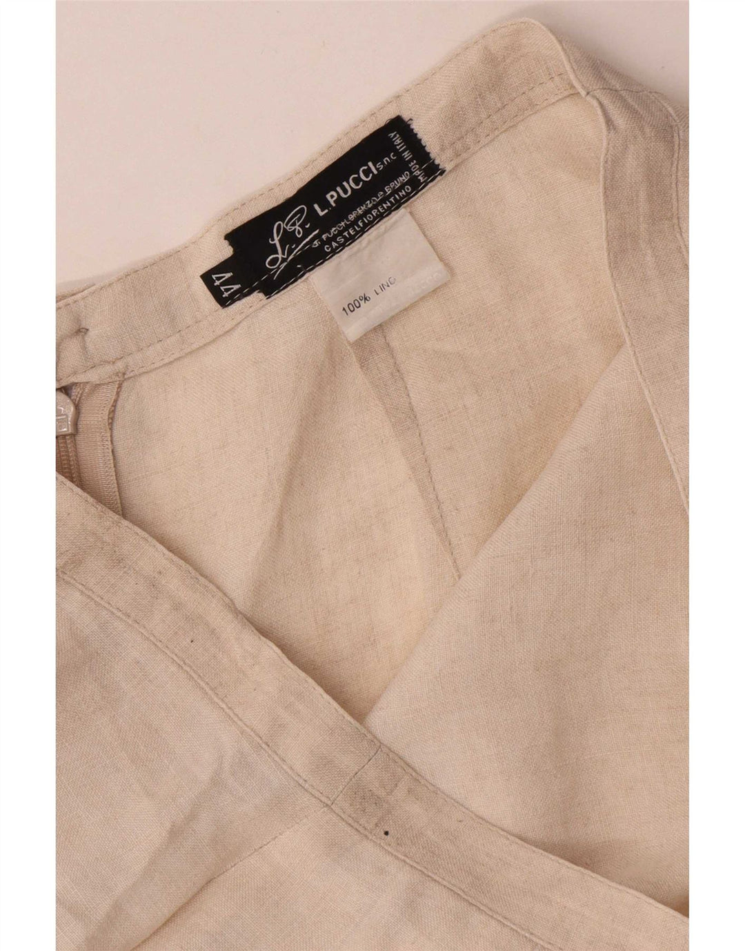 L.Pucci Saia Midi Feminina IT 44 Médio W28 Linho Bege