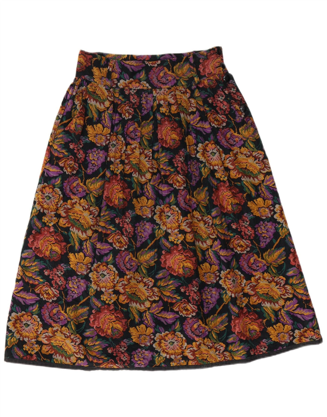 Saia evasê feminina VINTAGE W28 média floral multicolorida