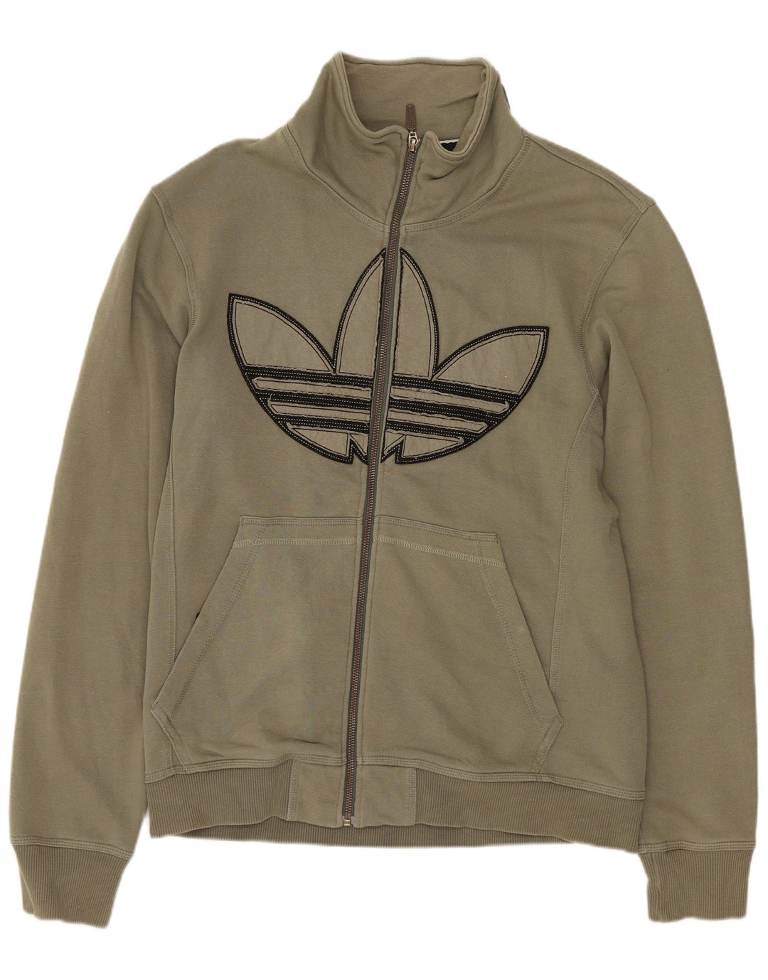 ADIDAS Womens Graphic Tracksuit Top Jacket UK 16 Grande Caqui