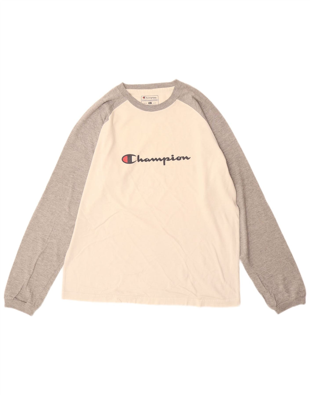 Top gráfico masculino Champion manga comprida grande bloco colorido branco
