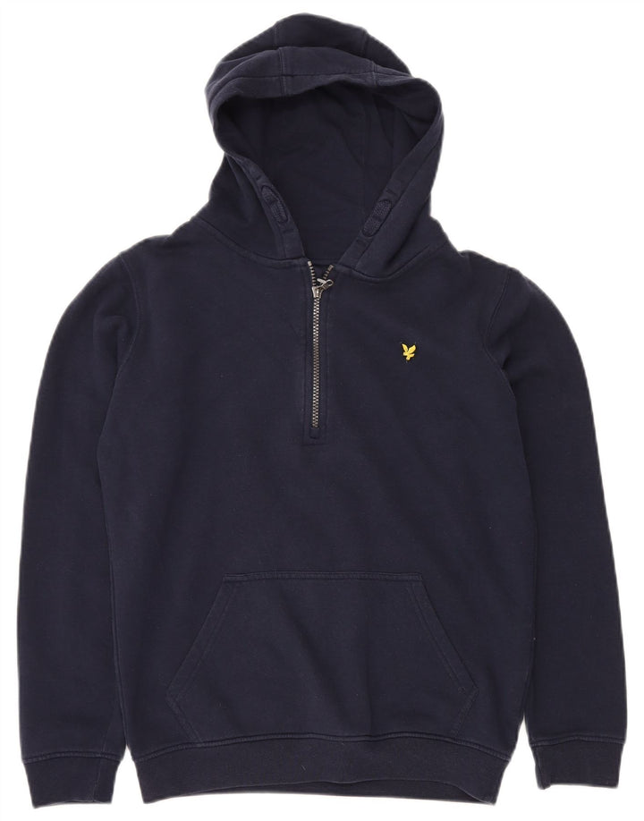 LYLE & SCOTT Suéter masculino com capuz e gola com zíper 12-13 anos algodão azul marinho