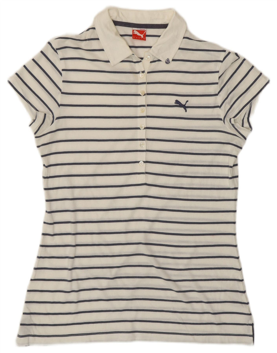 Camisa polo feminina PUMA UK 12 média listrada branca