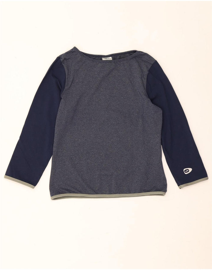 Top feminino Nike manga comprida US 4/6 pequeno azul marinho colorblock nylon