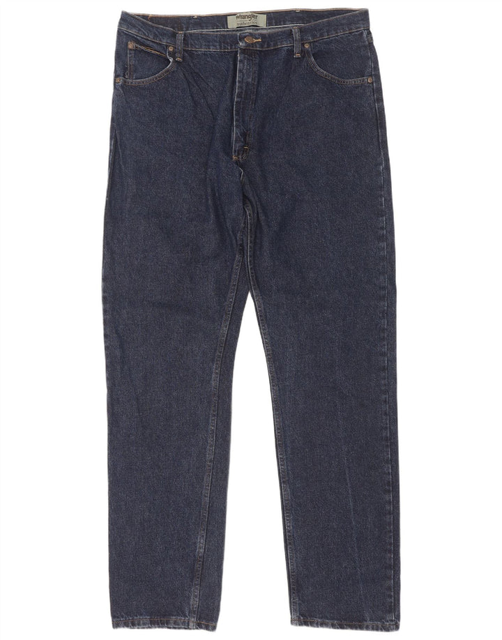 Wrangler Mens Straight Jeans W40 L36 Azul Marinho Algodão