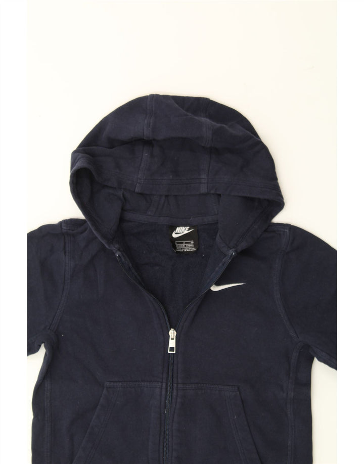 NIKE Boys Zip Hoodie Sweater 8-9 Years Small Navy Blue Cotton Vintage Nike and Second-Hand Nike from Messina Hembry 