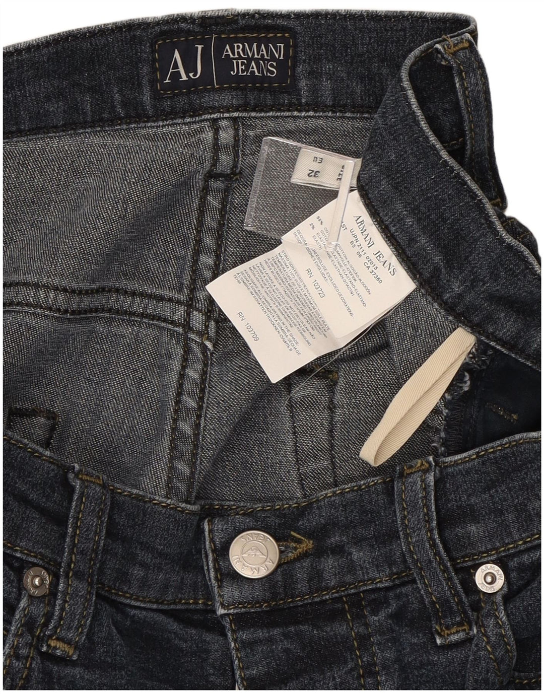ARMANI Jeans retos femininos W32 L30 algodão azul marinho