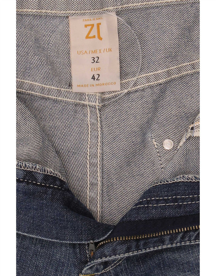 Zara Shorts jeans masculino UE 42 grande W32 azul marinho