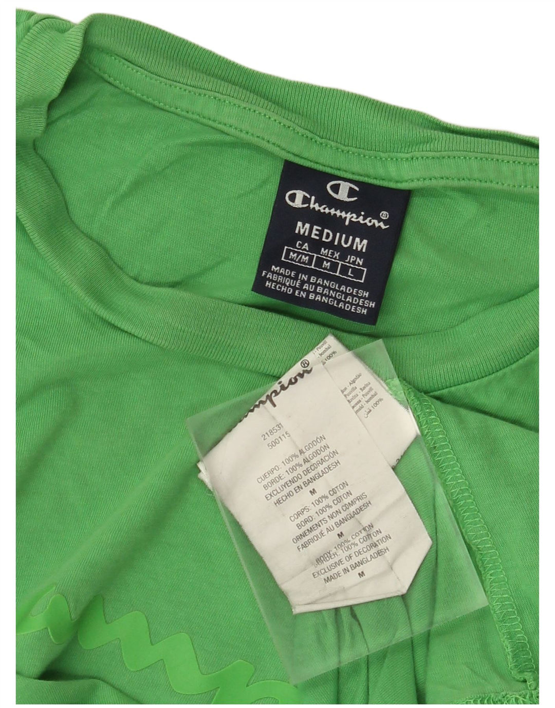 Camiseta masculina gráfica CHAMPION Top algodão verde médio