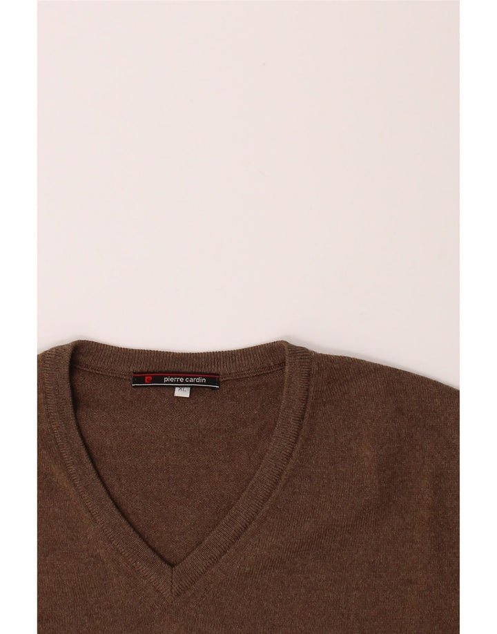 PIERRE CARDIN Mens V-Neck Jumper Sweater XL Brown Acrylic Vintage Pierre Cardin and Second-Hand Pierre Cardin from Messina Hembry 
