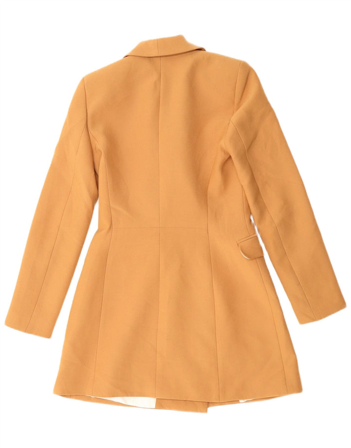 Jaqueta blazer feminina Zara Longline Double Breasted Reino Unido 6 XS Laranja Poliéster