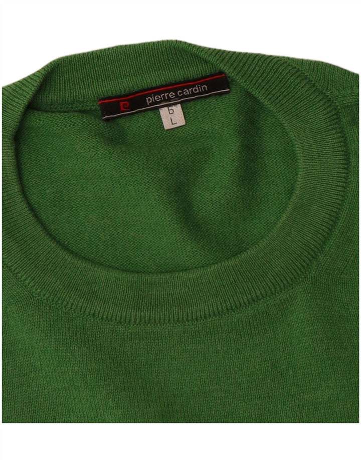 Pierre Cardin Suéter masculino com gola redonda grande verde
