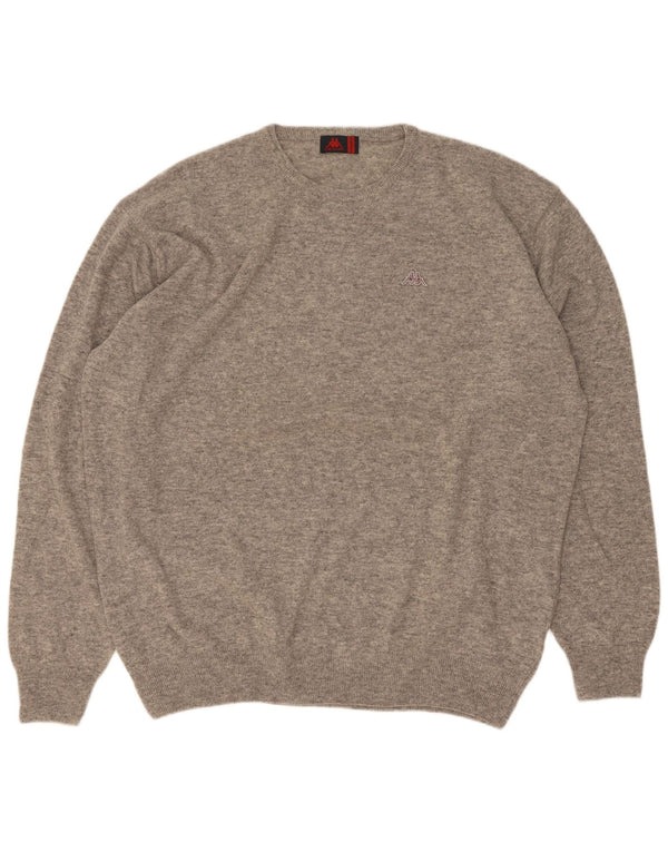 Suéter masculino Kappa com gola redonda 3XL lã de cordeiro cinza