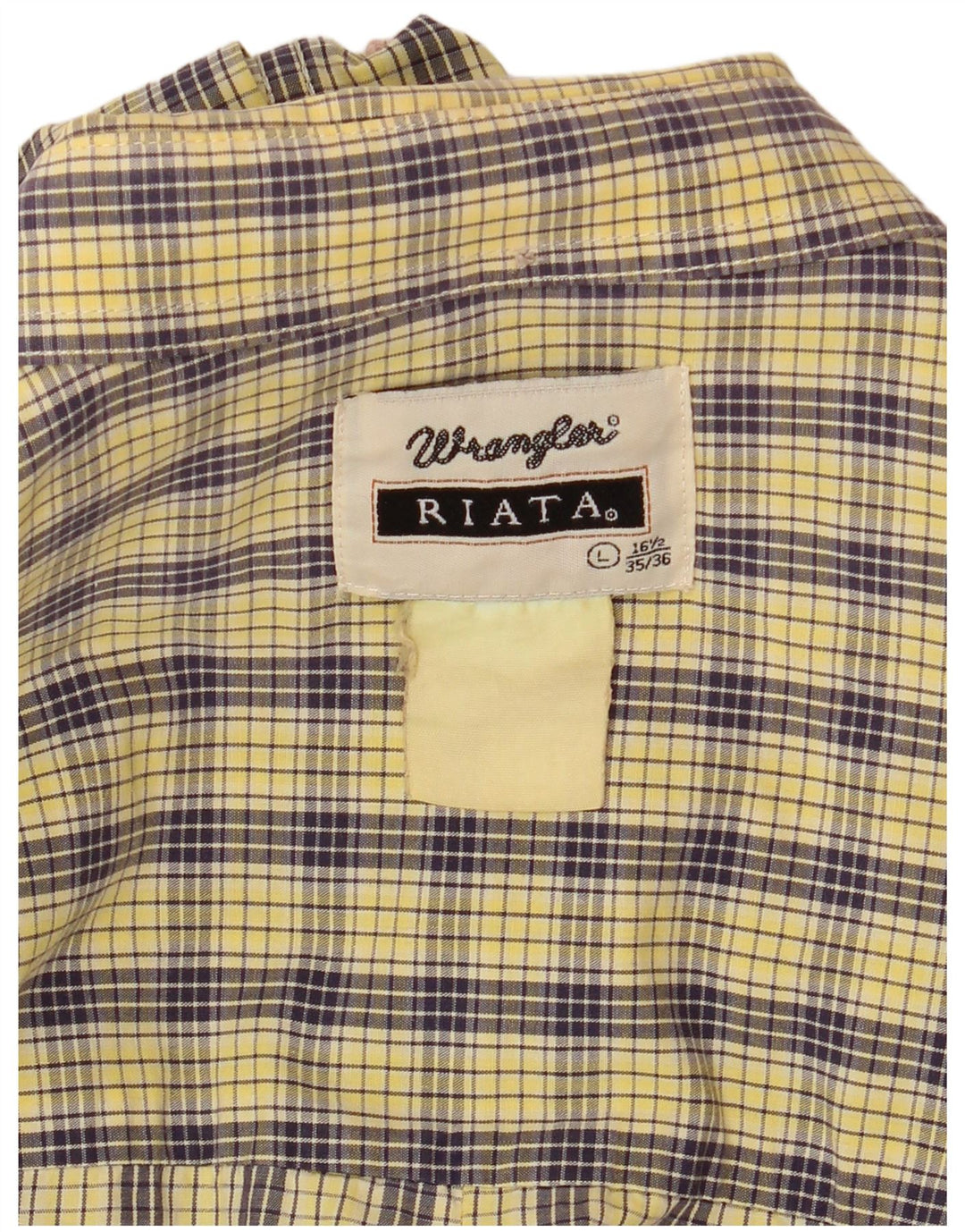 Camisa Wrangler masculina Riata tamanho 16 1/2 grande xadrez amarelo