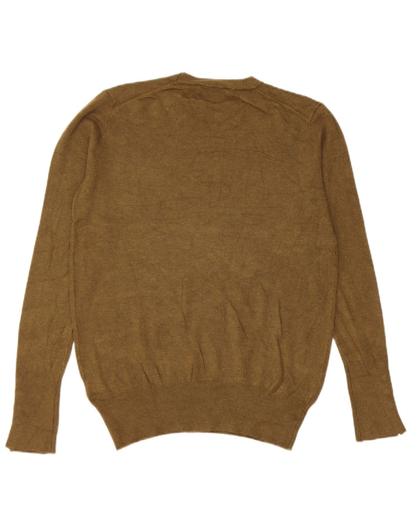 Suéter feminino Zara com gola redonda, Reino Unido 14, grande, cáqui, viscose