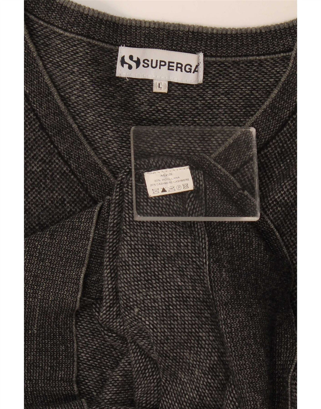 Suéter masculino Superga com decote em V grande lã cinza